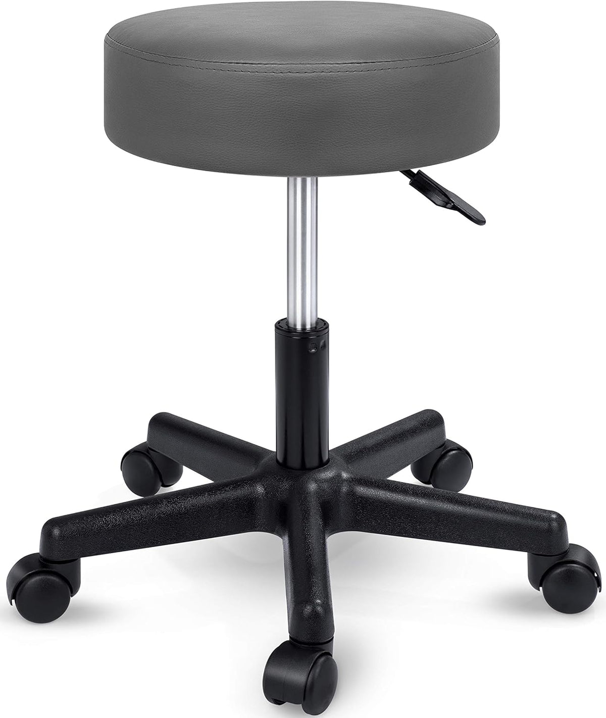 Tresko Draaikruk met wieltjes, kussen van 10 cm, 360 graden draaibaar, in hoogte verstelbaar, keuze uit 8 verschillende kleuren, voor schoonheidsspecialisten, dokters, enz., grijs