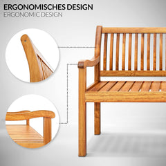 tillvex Houten tuinbank, 3-4-zits incl. afdekking, weerbestendig, 150 cm, massief houten parkbank, 320 kg belastbaar, voor balkon, terras en tuin, lichtbruin