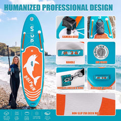 FunWater Stand Up Paddling Board 320 cm - SUP voor 2 personen/gezinnen, met complete accessoires, dubbellaags pvc, beginnersvriendelijk, opblaasbaar paddleboard voor volwassenen en beginners, blauw
