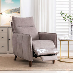 HPIV Relaxstoel met ligfunctie, vibratiemassagefunctie, lichte warmtefunctie, USB-aansluiting, massief houten voeten, verborgen voetensteun, televisiestoel, tv-stoel, massagestoel, ruststoel, bruin