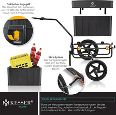 KESSER® Fietsaanhanger - Transportaanhanger - Max. 60kg - Zwart