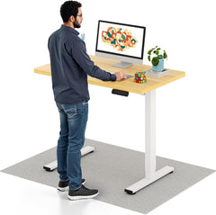 SANODESK In hoogte verstelbaar bureau met eendelig tafelblad, statafel voor thuiskantoor, stabiel en ruimtebesparend, 100 x 60 cm (esdoorn)