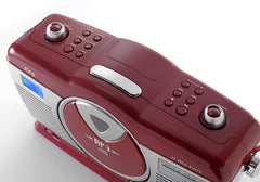 iCES ISCD-33 draagbare retro radio met cd/mp3-speler (USB) rood