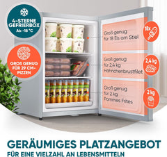 Mini vriezer - Vrijstaand - Barmodel - 42 liter - Zilver - Stillstern •