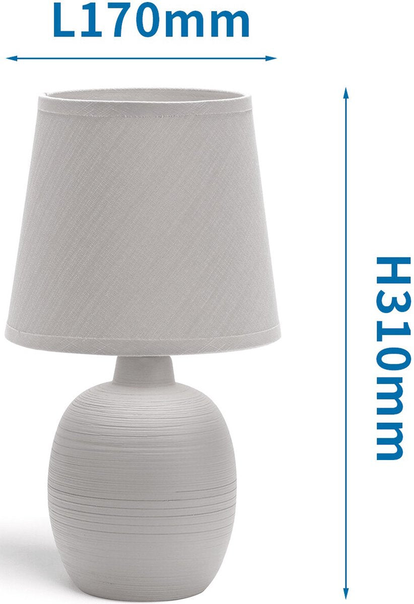 Aigostar Tafellamp 130200PTT - Keramiek - Lamp met witte kap - H31 cm