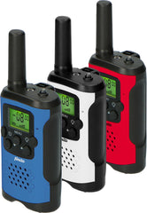 Alecto FR115 3x - Set van drie Walkie Talkies voor Kinderen - Bereik tot 5 km - Rood Wit en Blauw •