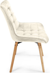 Eetkamerstoelen - Set van 2 - Fluweel - Creme - MIADOMODO®