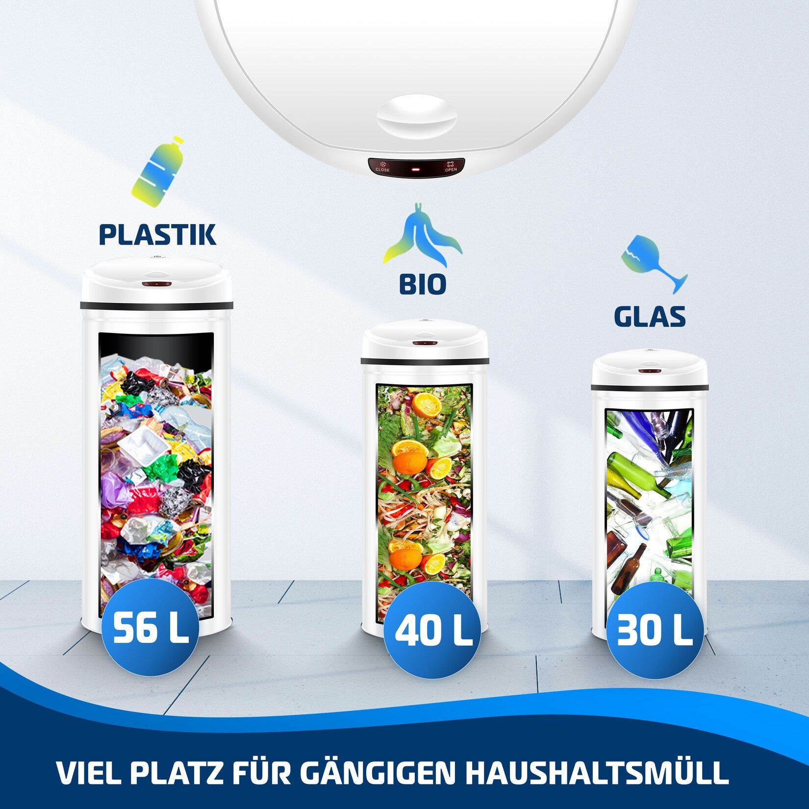 KESSER® Automatische sensor-prullenbak Afvalbak RVS Prullenbak 30L