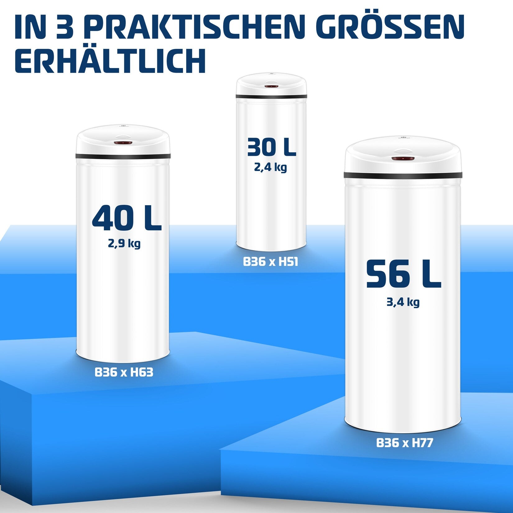 KESSER® Automatische sensor-prullenbak Afvalbak RVS Prullenbak 30L