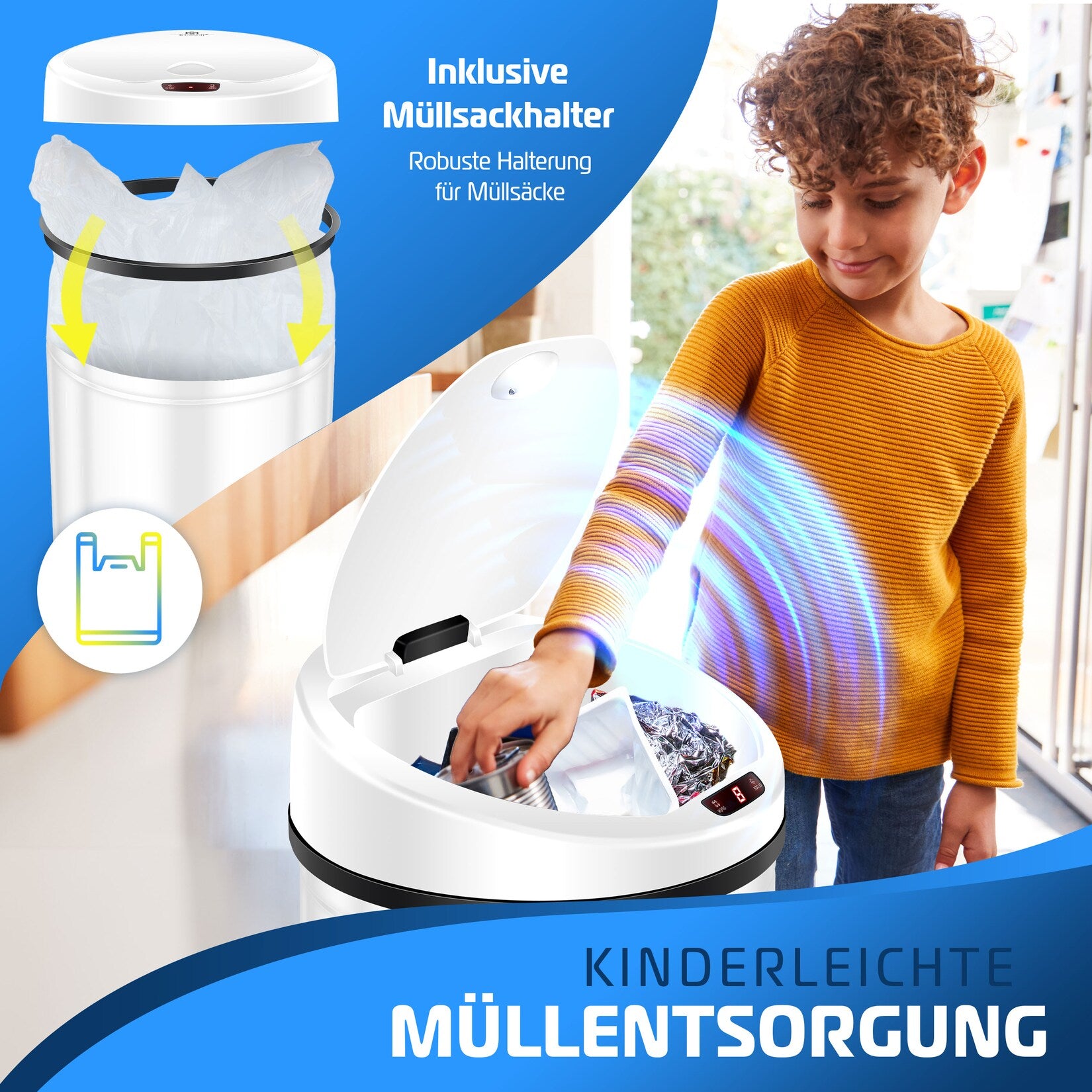 KESSER® Automatische sensor-prullenbak Afvalbak RVS Prullenbak 30L