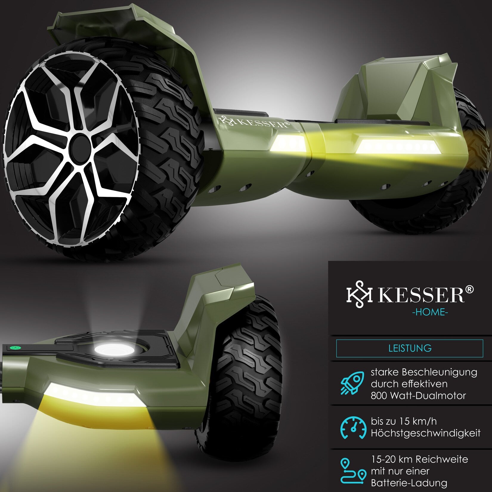 KESSER® Hoverboard - 800 Watt - Bluetooth-luidspreker - LED