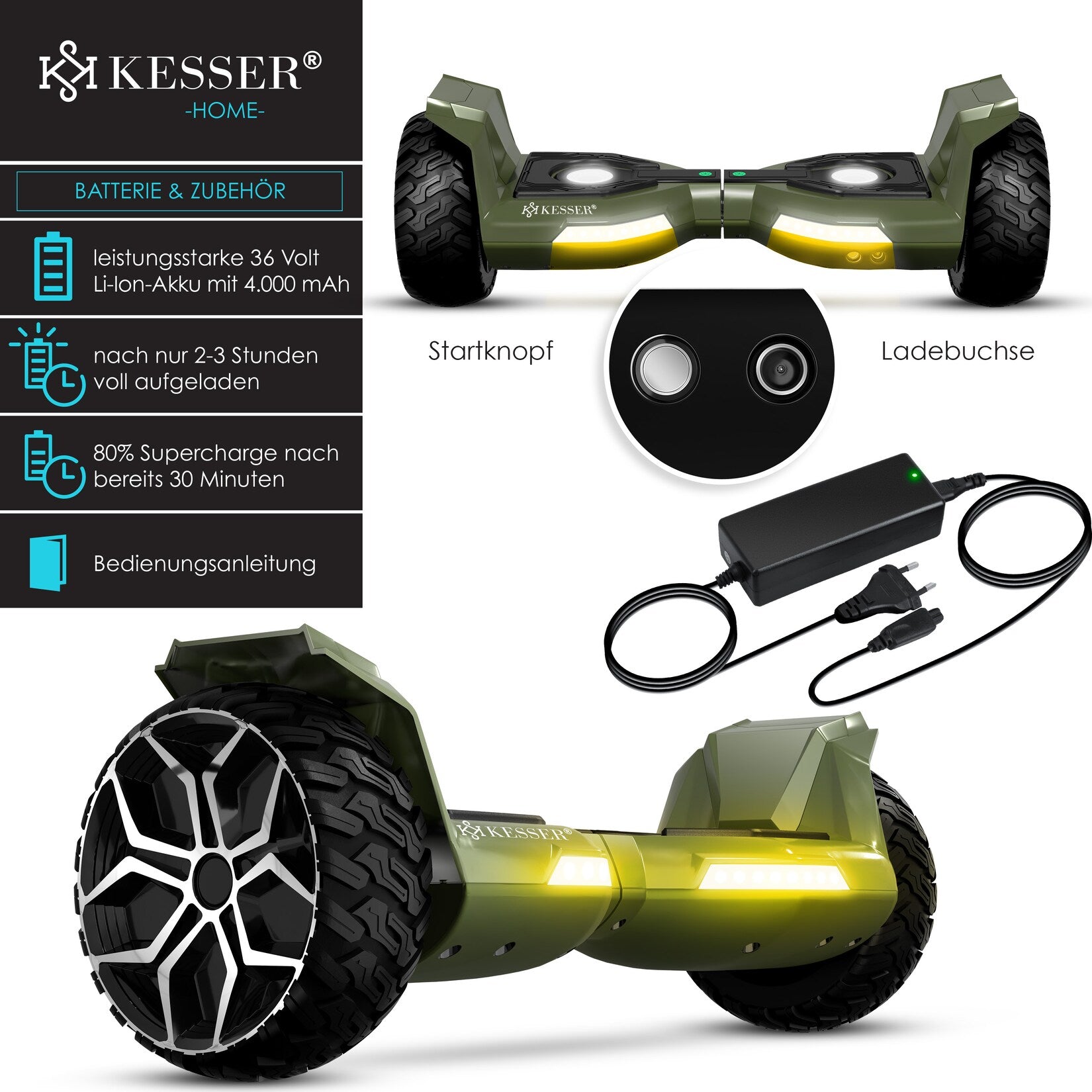 KESSER® Hoverboard - 800 Watt - Bluetooth-luidspreker - LED