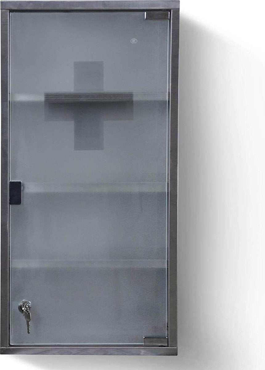 Jago® Medicijnkastje - met slot - 60x30x12 cm - Zilver