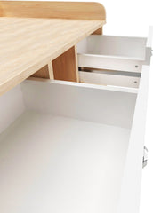 Infantastic - Babycommode met 2 grote lades en 5 vakken - Ladekast met Opbergrumte - Veelzijdig Omkleedmeubel met Organiser - 90x69x92 cm (LxBxH) - Eiken-Fineer