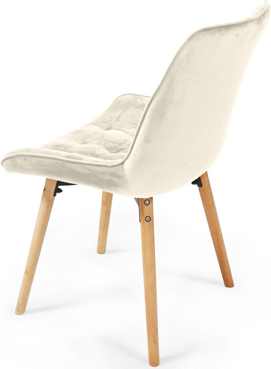 Eetkamerstoelen - Set van 2 - Fluweel - Creme - MIADOMODO®