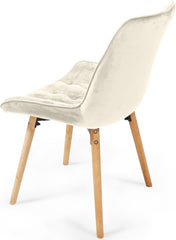 Eetkamerstoelen - Set van 2 - Fluweel - Creme - MIADOMODO®
