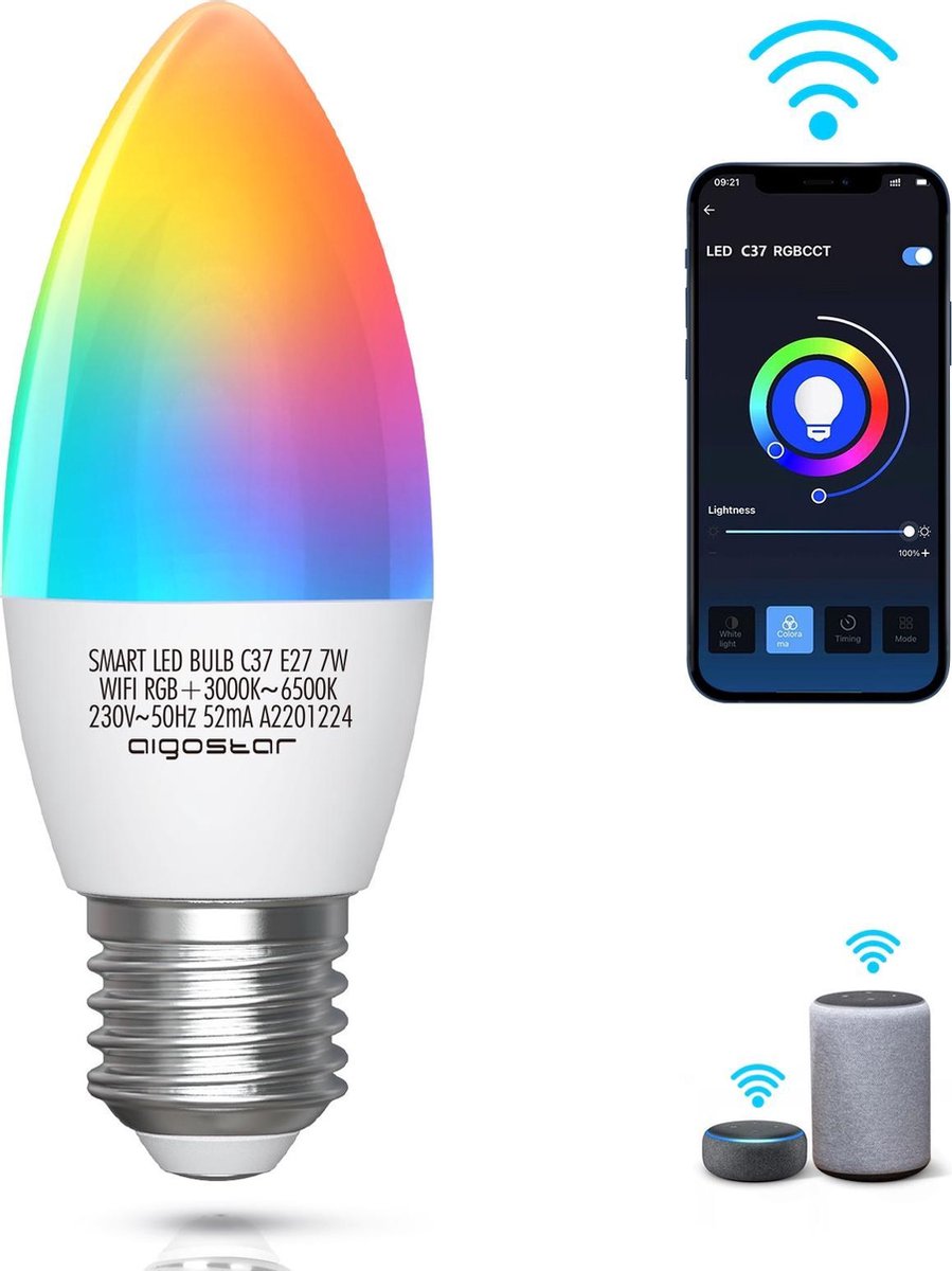 Aigostar LED RGB Lamp - Dimbaar - 7W - E27 - 5 Stuks