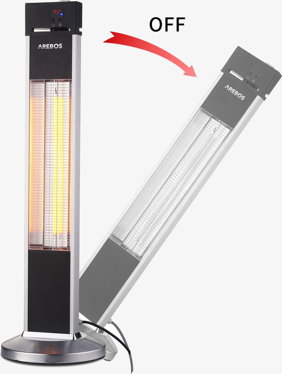 AREBOS Infrarood Verwarming - 2000W - Infrarood Kachel - Terrasverwarmer - Zilver