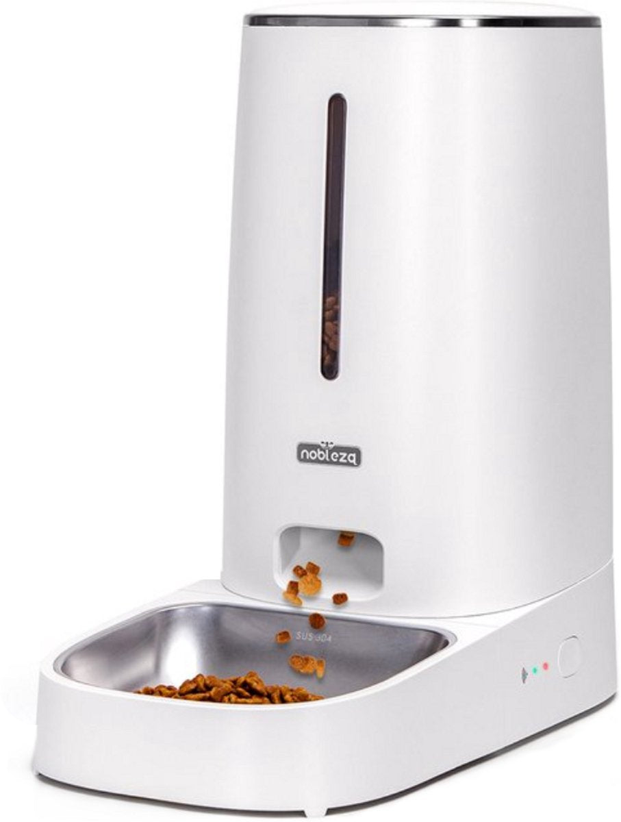 Automatische voerbak kat en hond - Voerautomaat - Voerdispenser - Wit - Nobleza •