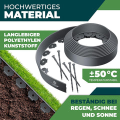 KESSER® Gazonrand - Tuinrand - 10m - 5cm - Antraciet