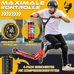Stuntstep - Voor kinderen en volwassenen - Vouwbaar - Rood - RE:SPORT