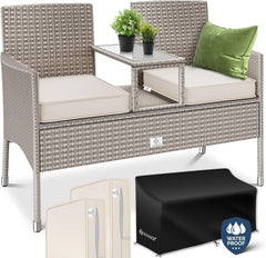 KESSER® Polyrotan tuinbank - Weerbestendig - Inc. Kussens - Grijs •