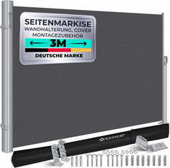 KESSER® Zijmarkies - Uittrekbaar - Luifel - 300x200cm - Donkergrijs