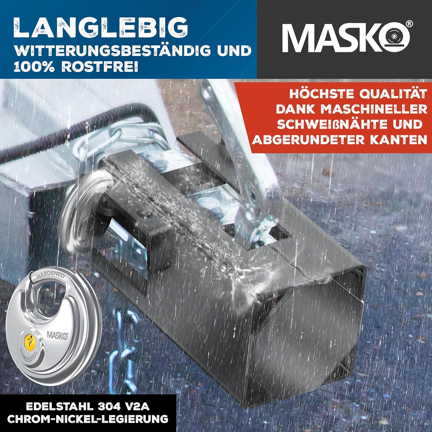 MASKO® Aanhangerslot met scharniersysteem - Diefstalbeveiliging - Antraciet •