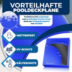 KESSER® Zwembad zonnezeil - Afdekzeil - 205-245cm - Rond 305cm - Blauw