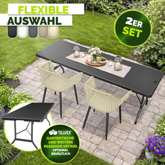 tillvex® Tuinstoelen, set van 2, weerbestendig, met armleuning, outdoorstoelen tot 120 kg belastbaar, uv-bestendig, terrasstoel, tuinmeubelen, terras, balkon, outdoor, tuin