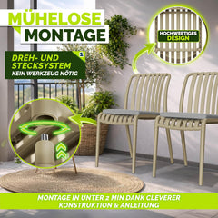 tillvex® Tuinstoelen, 2-delige set, stapelbaar, weerbestendig, tot 120 kg belastbaar, tuinstoelen, outdoor, terrasstoel, tuinmeubelen, balkon, tuin, terras