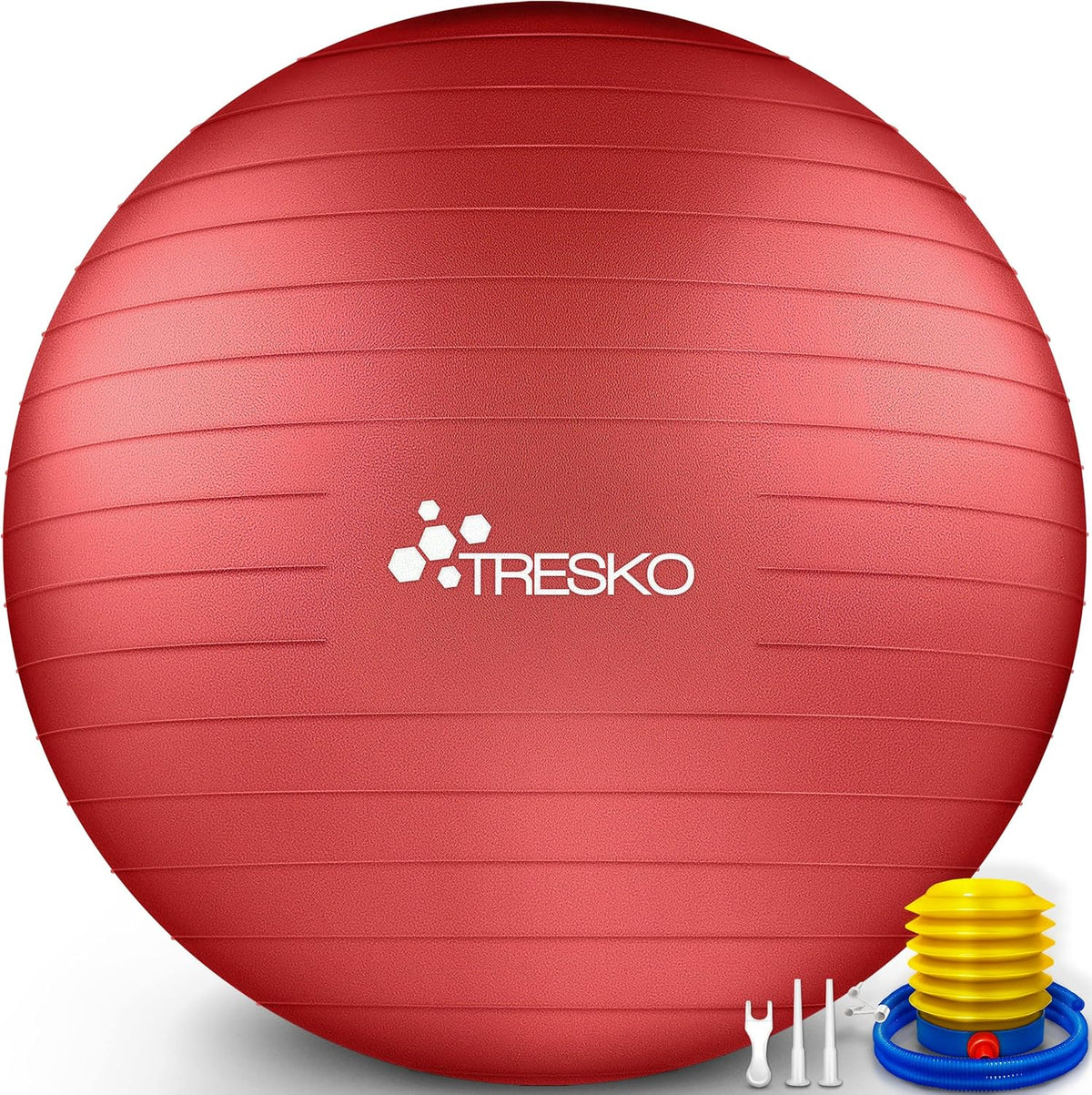 Fitness bal - Yoga bal - Pilates bal - Zwangerschapsbal - 75 cm - Rood - TRESKO
