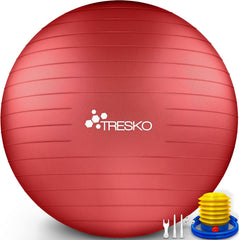 Fitness bal - Yoga bal - Pilates bal - Zwangerschapsbal - 55 cm - Rood - TRESKO