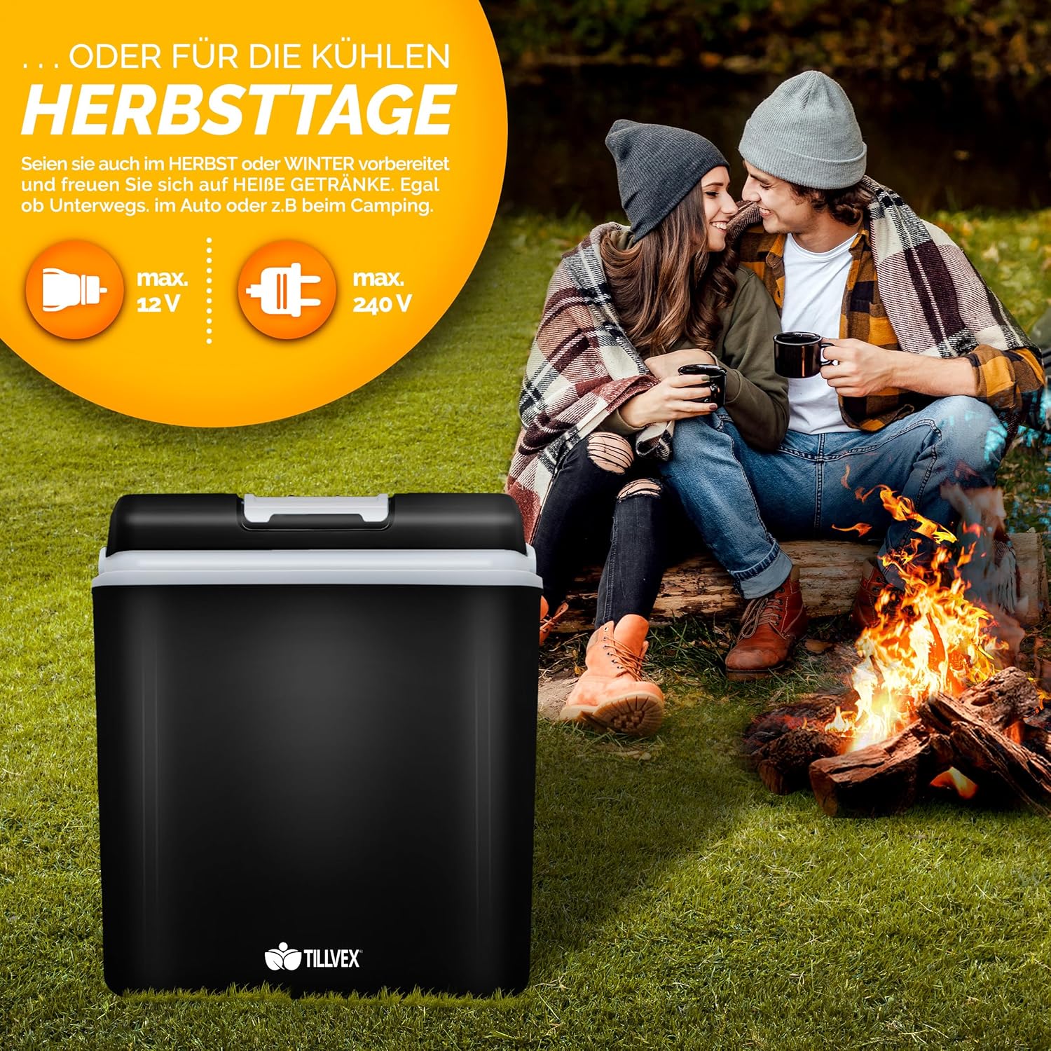 Tillvex® Elektrische Koelbox – 24L – 12V&  230V Stekker – Zwart