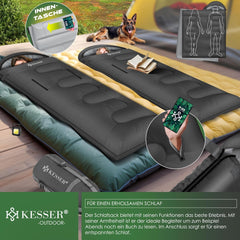 KESSER® Outdoor Slaapzak - voor volwassenen en kinderen - Antraciet