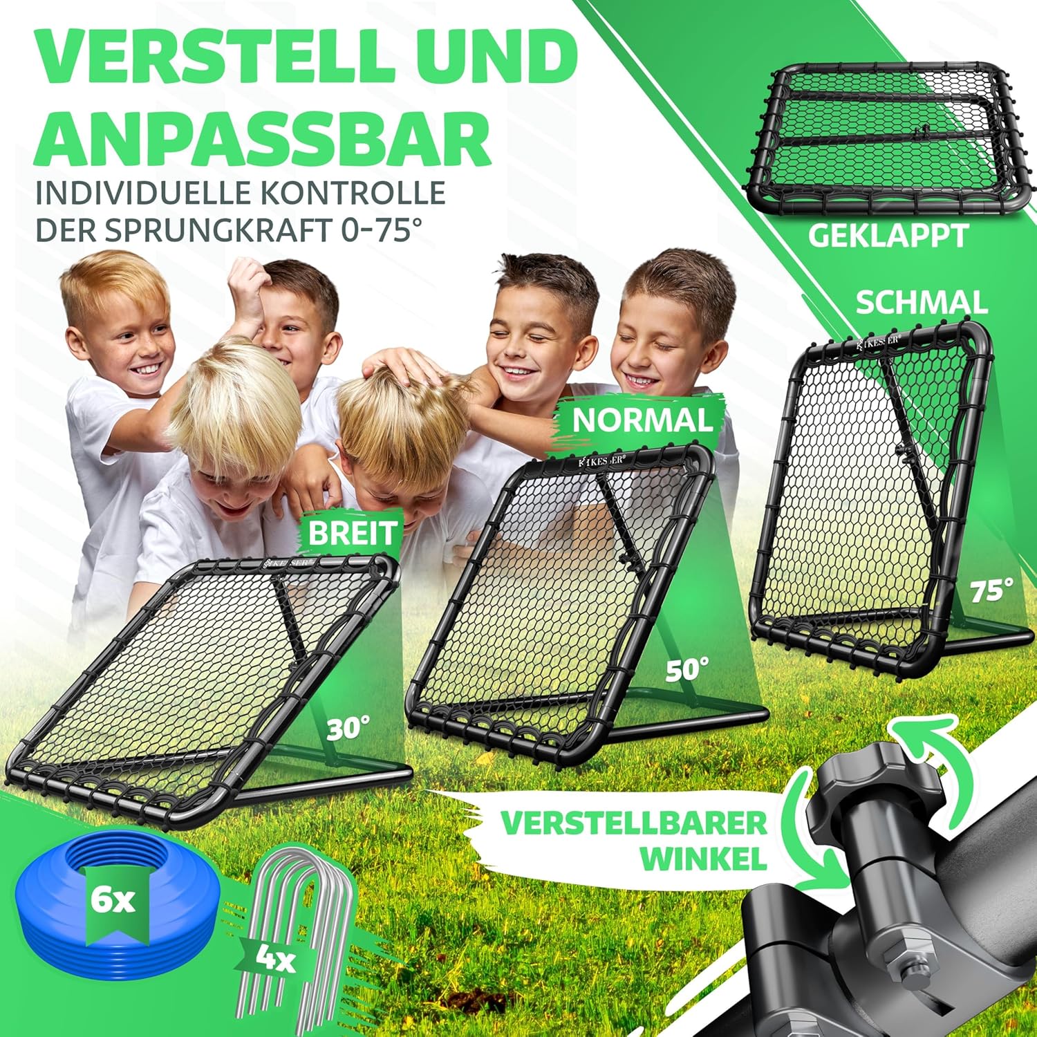 KESSER® Voetbal Rebounder - Kickback - Tchouk - 100x100cm - Zwart