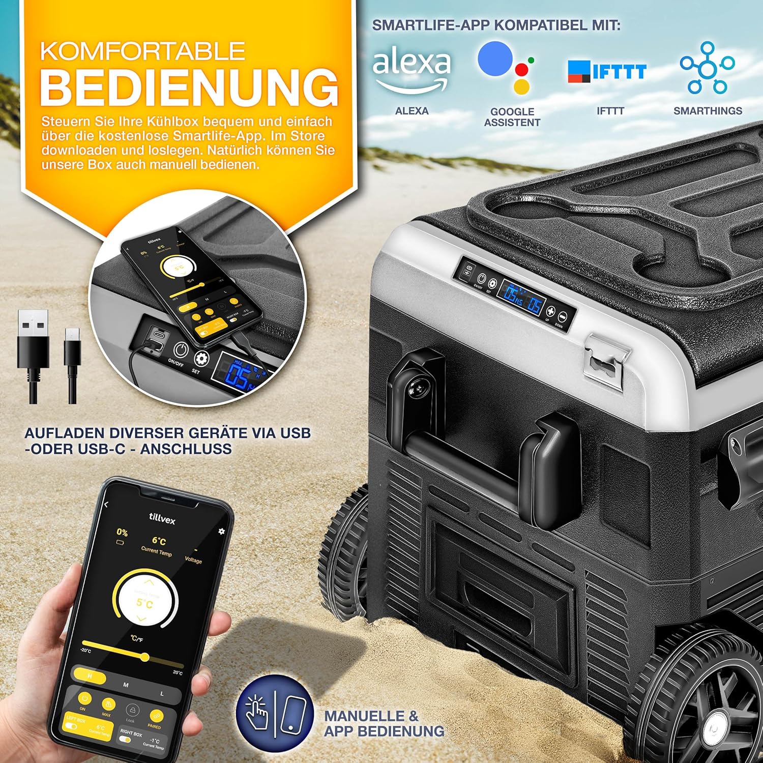 Compressor Koelbox elektrisch - Coolbox - Frigobox - 50L - Zwart