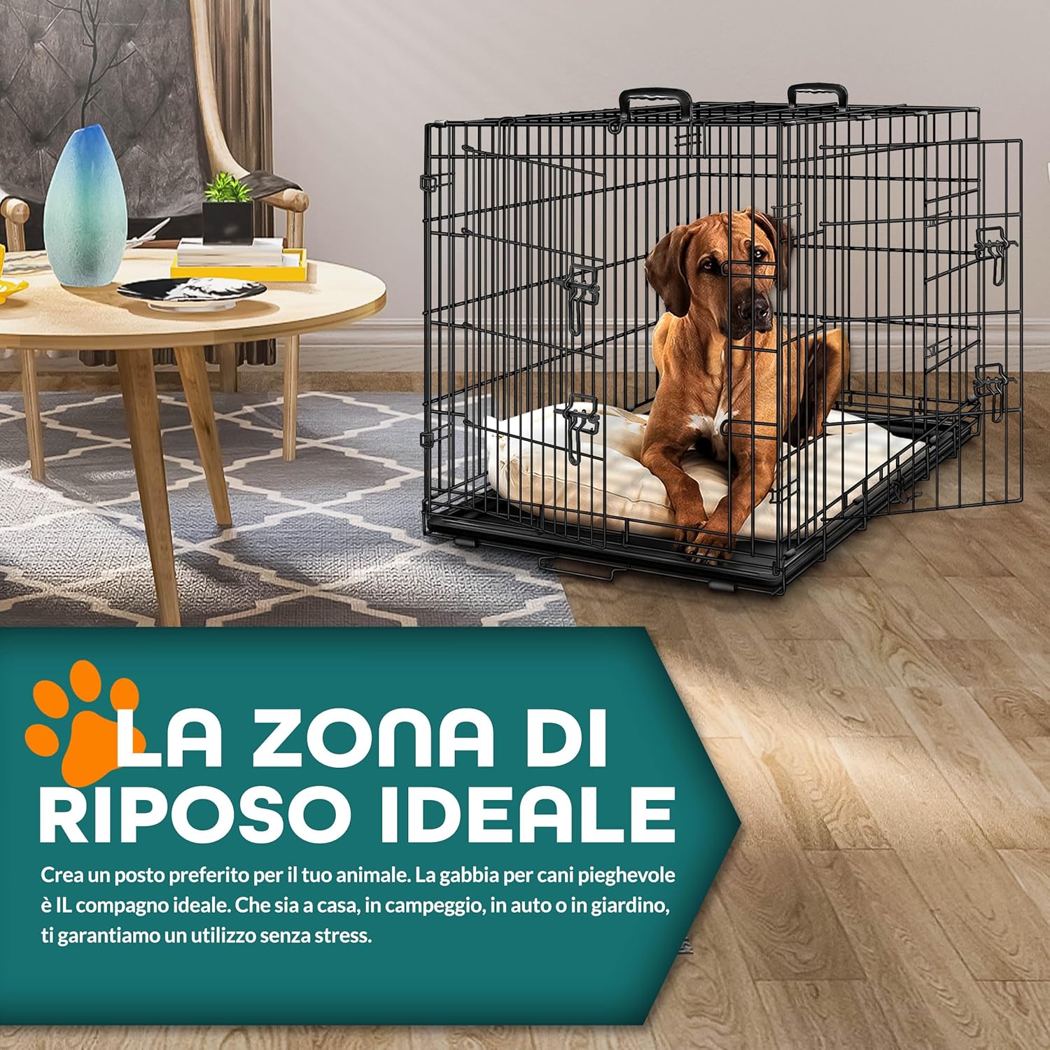 TRESKO® Hondenbox - Transportbox - Opvouwbaar - 122x74x80 - Zwart