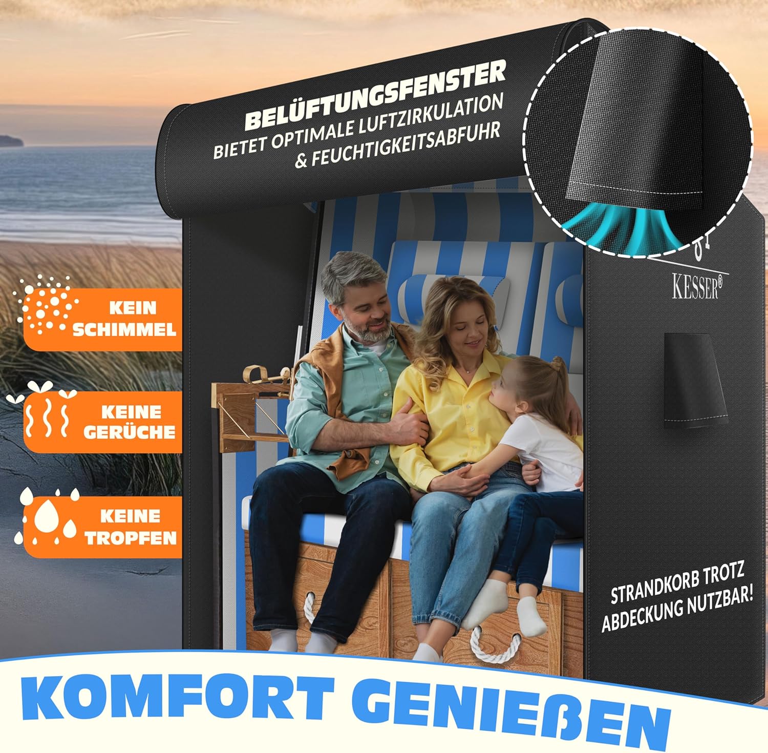 KESSER® Premium beschermhoes - Waterdicht - 135x105x175cm - Zwart