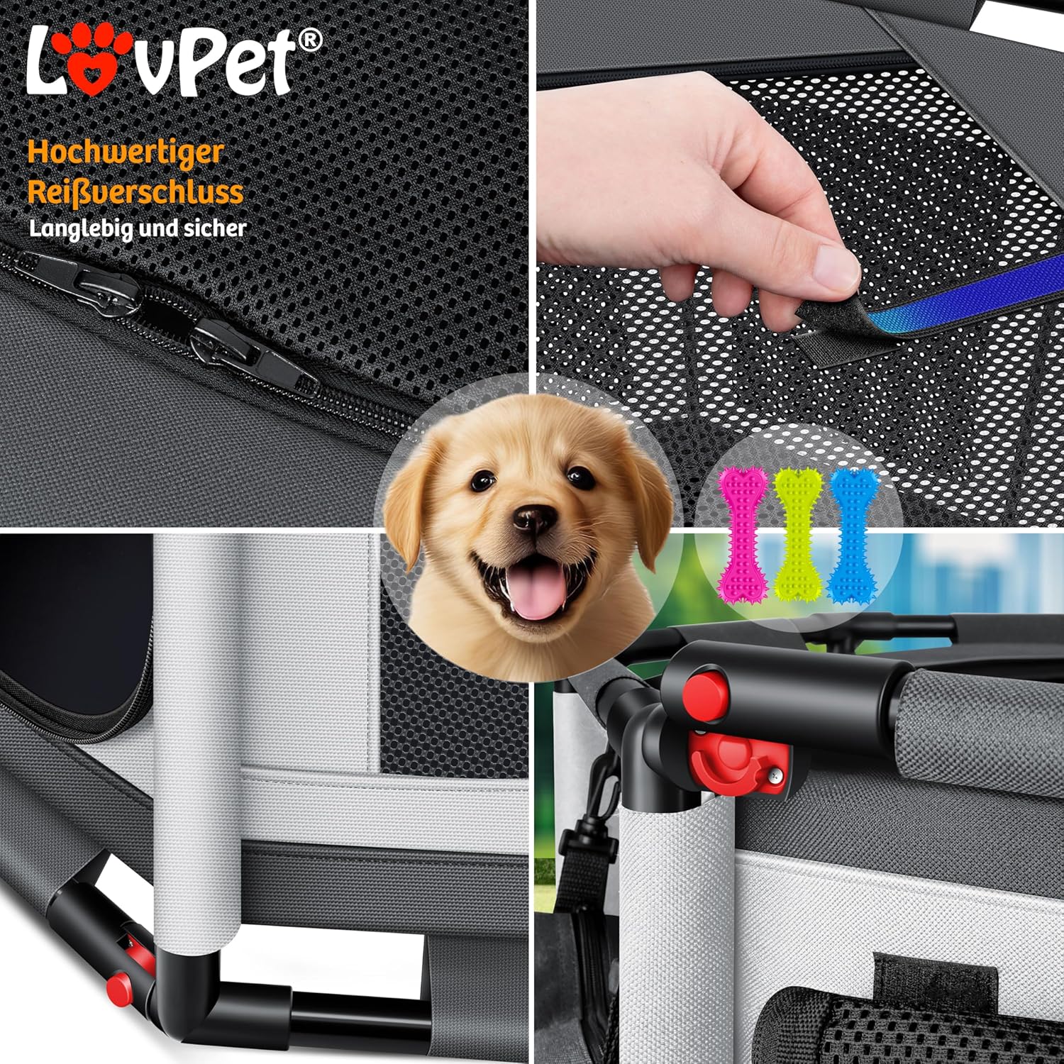LOVPET® Puppyren - Hondenren - 72x72x43cm - Antraciet