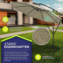 Tillvex® Parasol - Zweefparasol - Ø350cm - 360° Draaibaar - Bruin