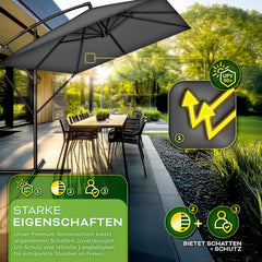 Tillvex® Parasol - Rechthoekig - 235x235cm - Verstelbaar - Antraciet