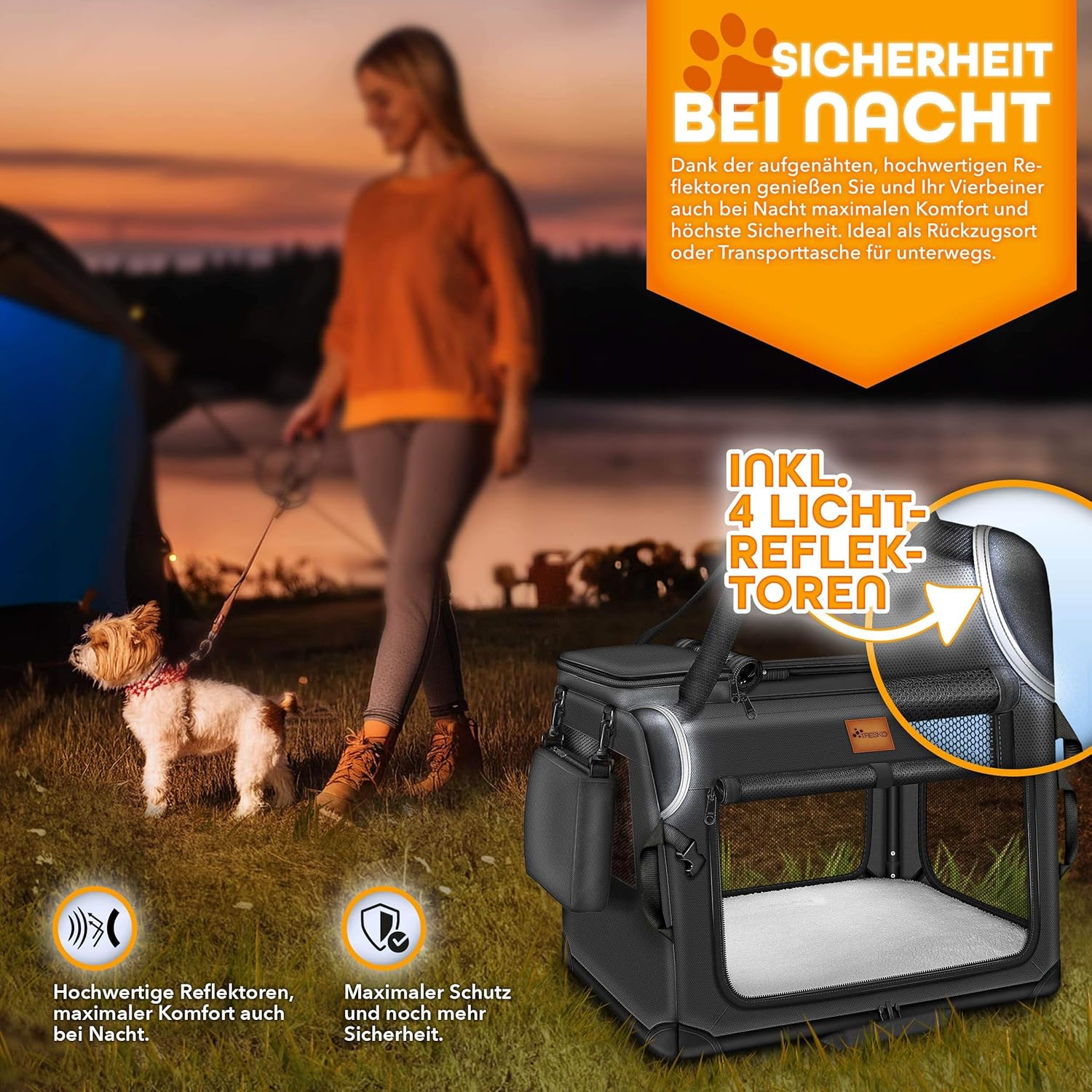 TRESKO® Hondenbench - Hondenbox - Transportbox - 61x42x42 - Zwart