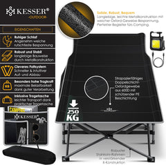 Veldbed - 1 Persoons - Kampeerbed - Stretcher - Zwart - KESSER®