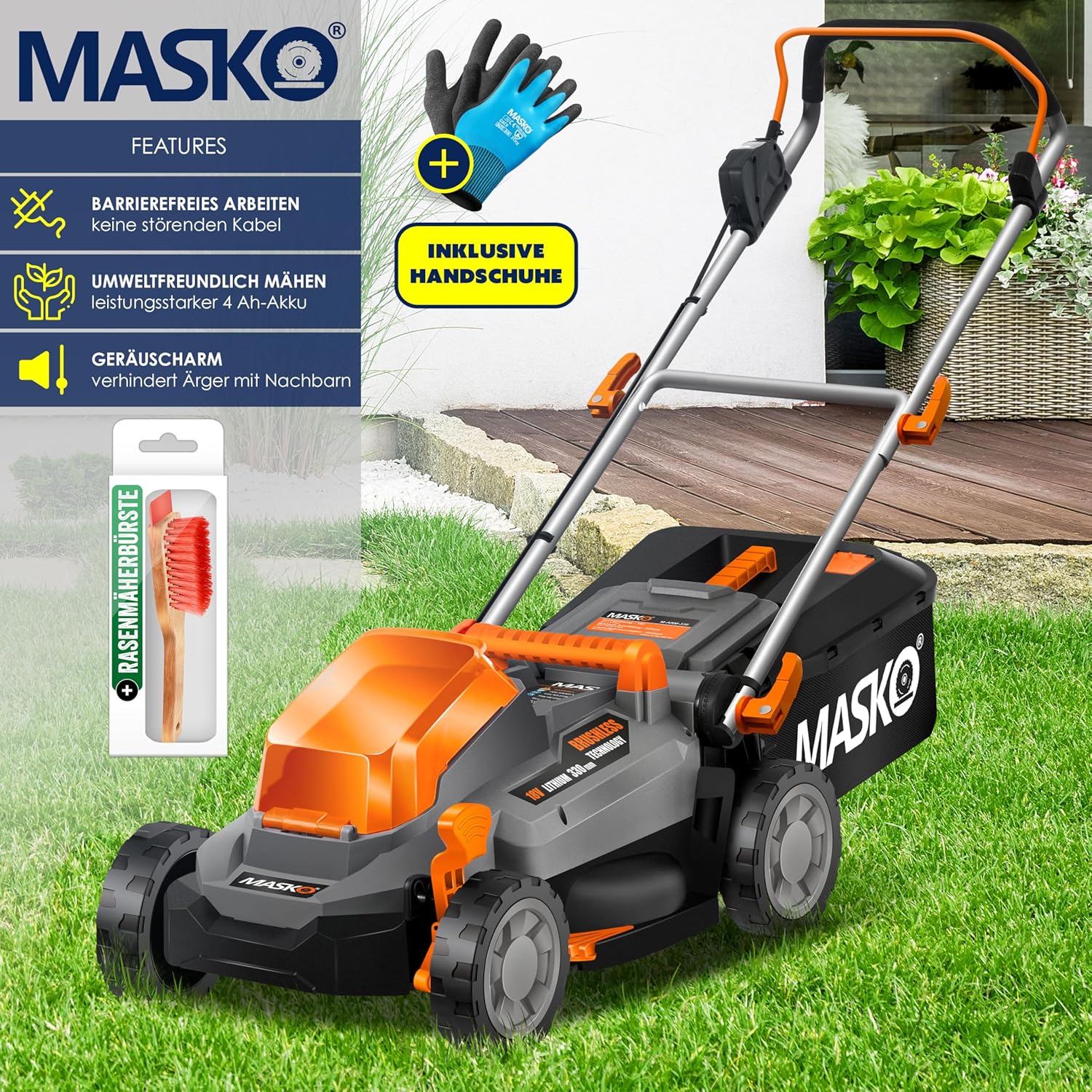 MASKO® Elektrische grasmaaier - Grastrimmer - 37cm - Grijs