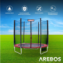 Trampoline rand - Beschermrand - 396 cm - Rood - AREBOS