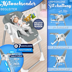 Kinderstoel - Babystoel - Verstelbaar - 0-36 maanden - Grijs - KIDUKU