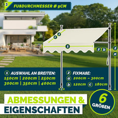 Klemluifel - Balkon luifel - Verticale luifel - 200 cm - Beige - Tillvex®