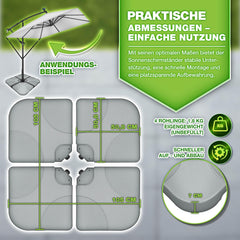 Tillvex® Parasoltegel - Parasolvoet  - Vulbaar tot 80 kg  - Grijs