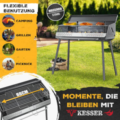 KESSER® Klapgrill, draagbare campinggrill met frame, houtskoolgrill van gepoedercoat staal, inclusief grillrooster, grillmat en draagtas, opvouwbaar, ideaal voor camping, picknick en vissen